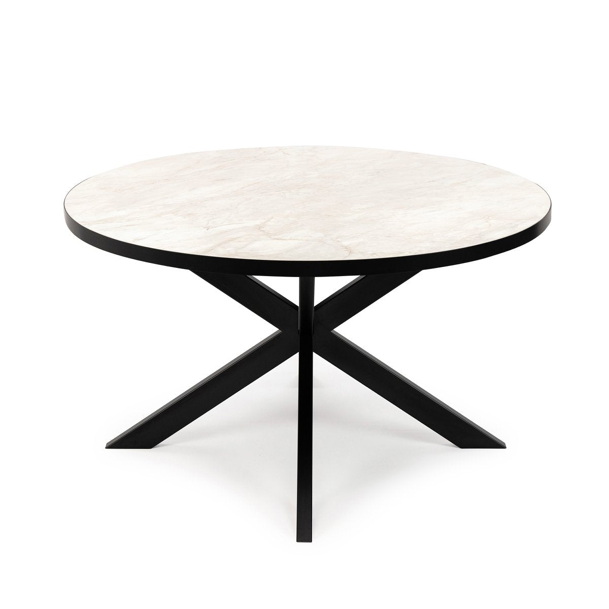 Stalux Ronde eettafel 'Daan' 135cm, kleur zwart / wit marmer