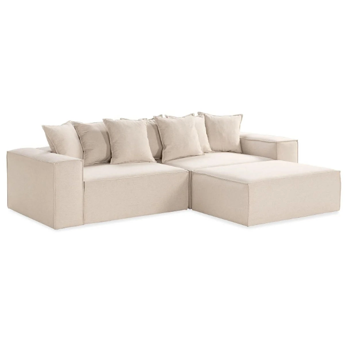 Van Morris L-vormige bank, R/L Beige Chenille, afneembare en wasbare hoezen