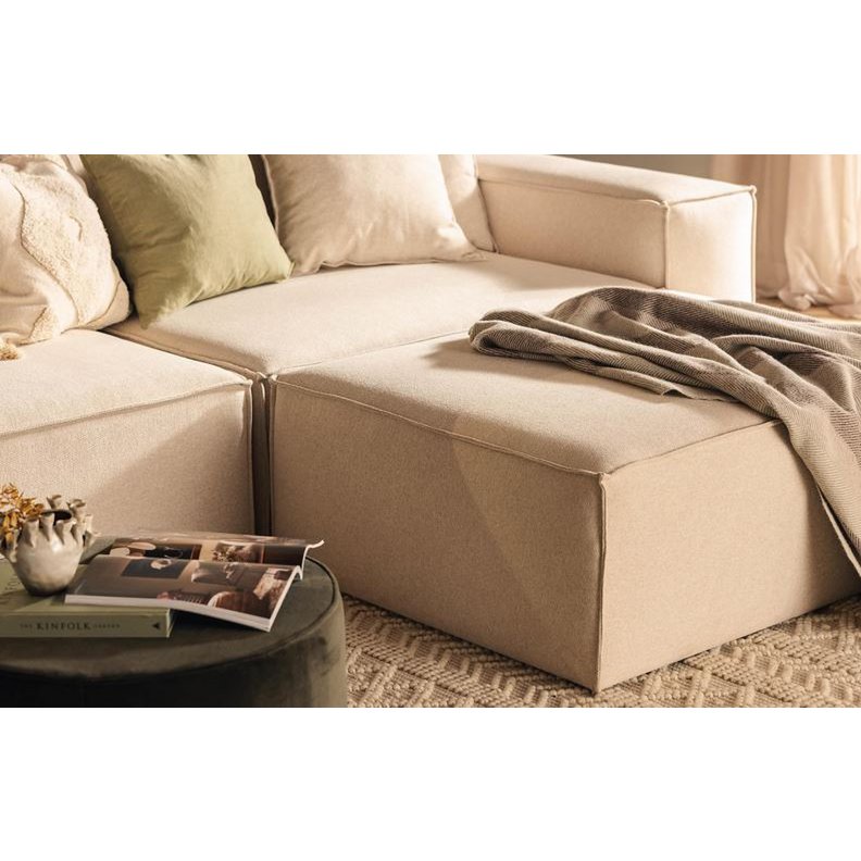 Van Morris L-vormige bank, R/L Beige Chenille, afneembare en wasbare hoezen