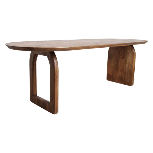 Bullnose dining table mix base brown 180cm