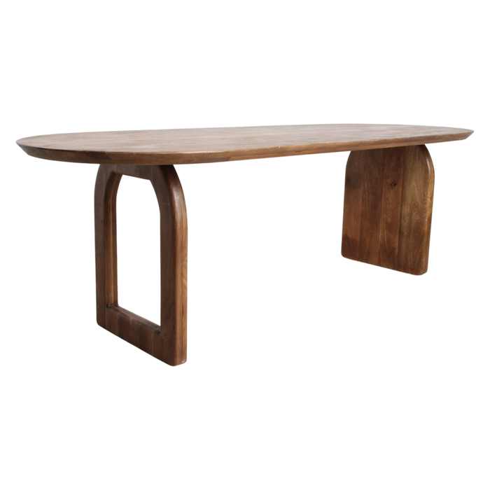 Bullnose dining table mix base brown 200cm