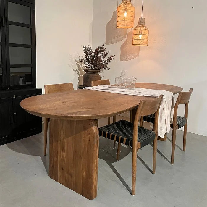 Bullnose dining table mix base brown 200cm