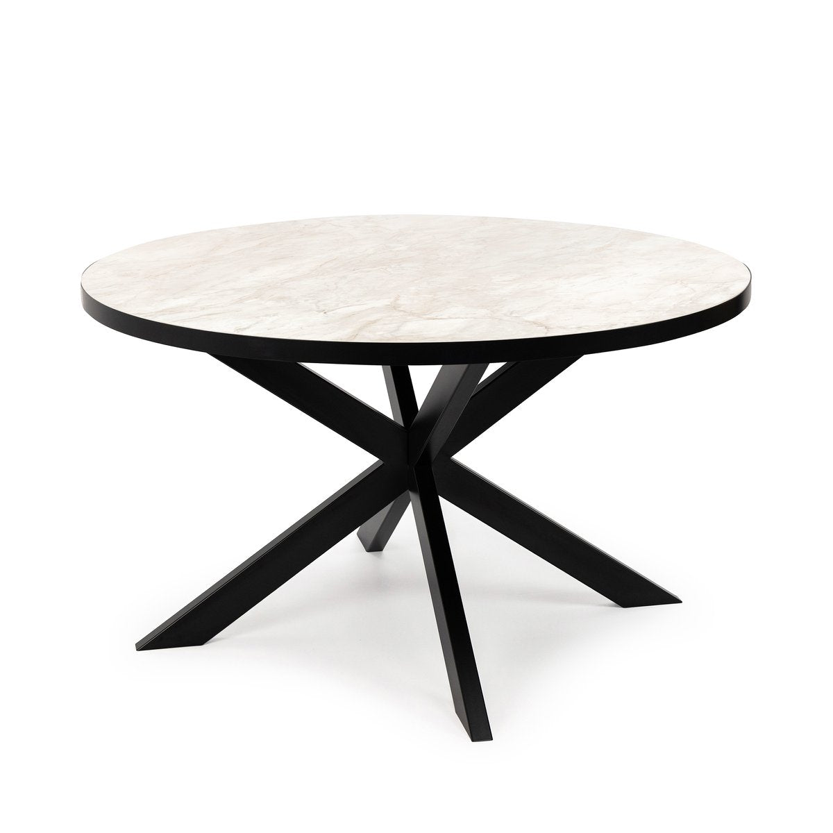 Stalux Ronde eettafel 'Daan' 135cm, kleur zwart / wit marmer