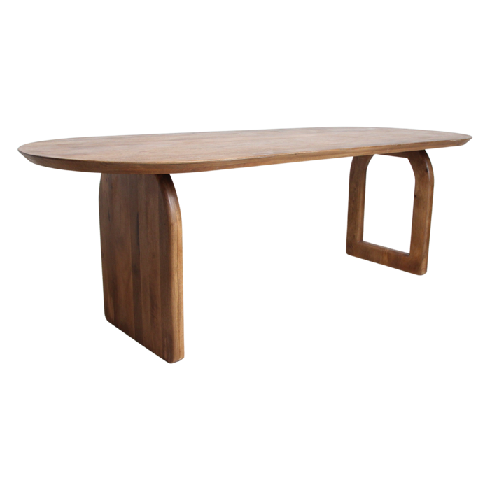 Bullnose dining table mix base brown 200cm