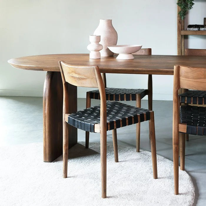 Bullnose dining table mix base brown 200cm